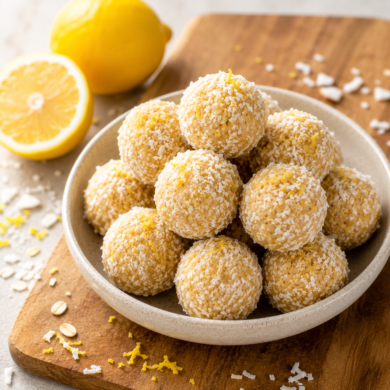Boules d’énergie citron et noix de coco