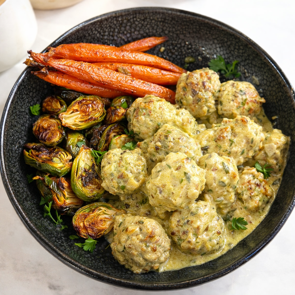 Boulettes de veau sauce crémeuse au vin blanc
