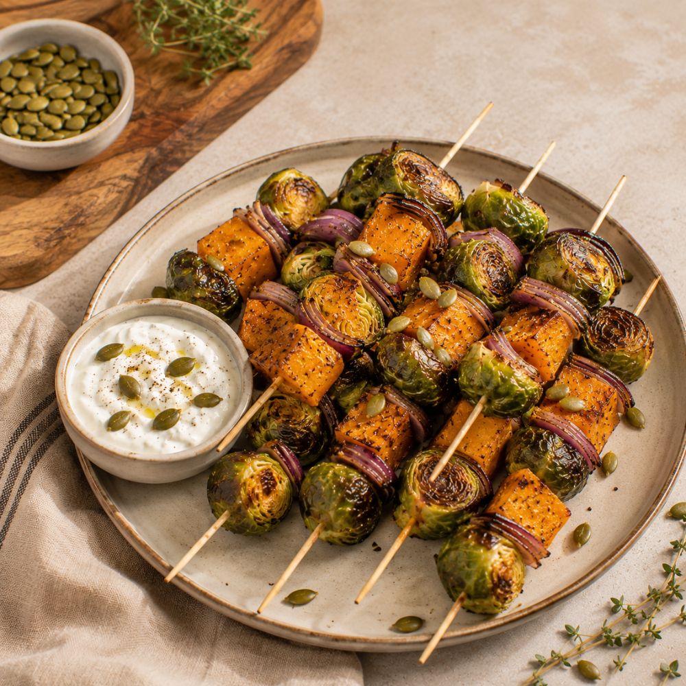 Brochette de choux et courges
