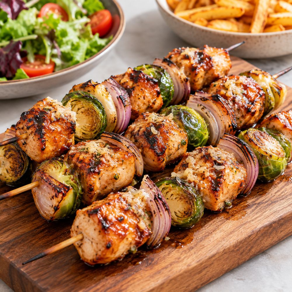 Brochette de poulet laquée au parmesan