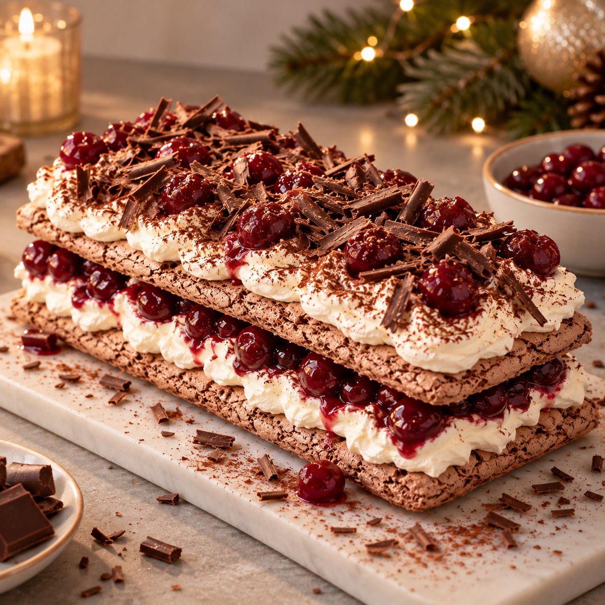Bûche Forêt Noire Meringuée