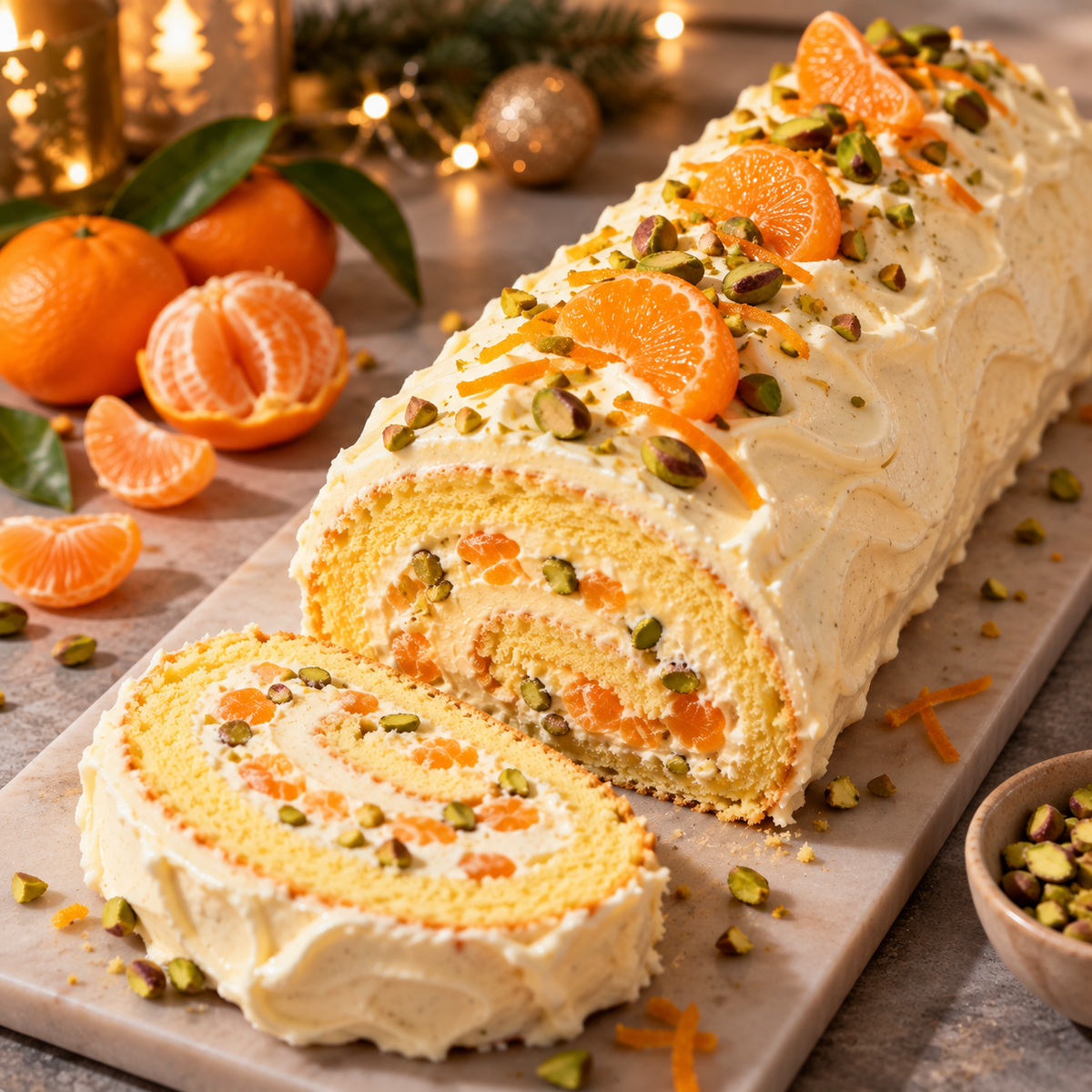 Bûche clémentine et cremage vanille