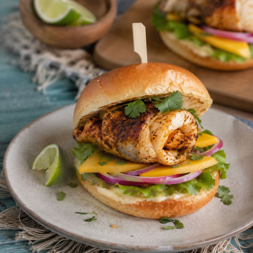 Burger de dorade grillée aux épices cajun