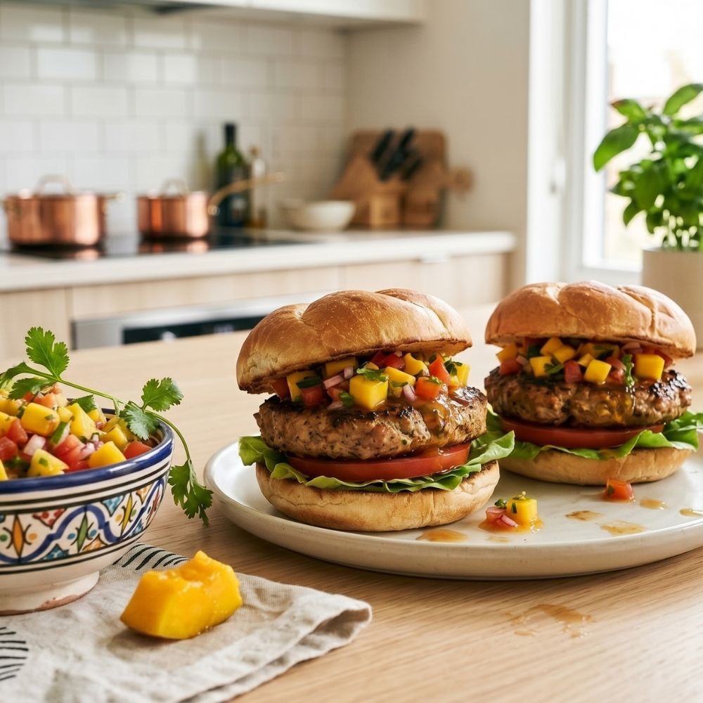 Burger et salsa mangue et tomate