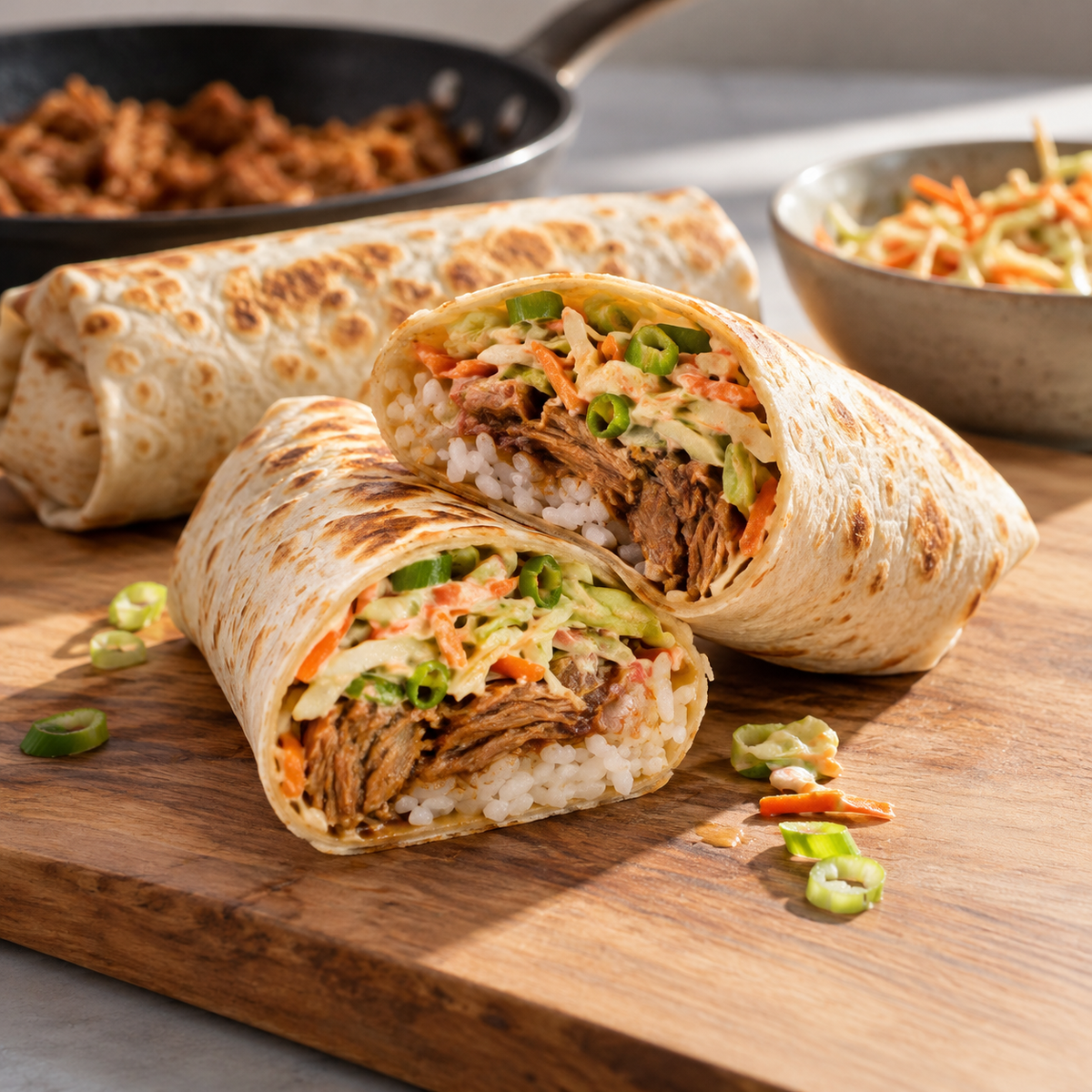 Burrito de porc à l'asiatique