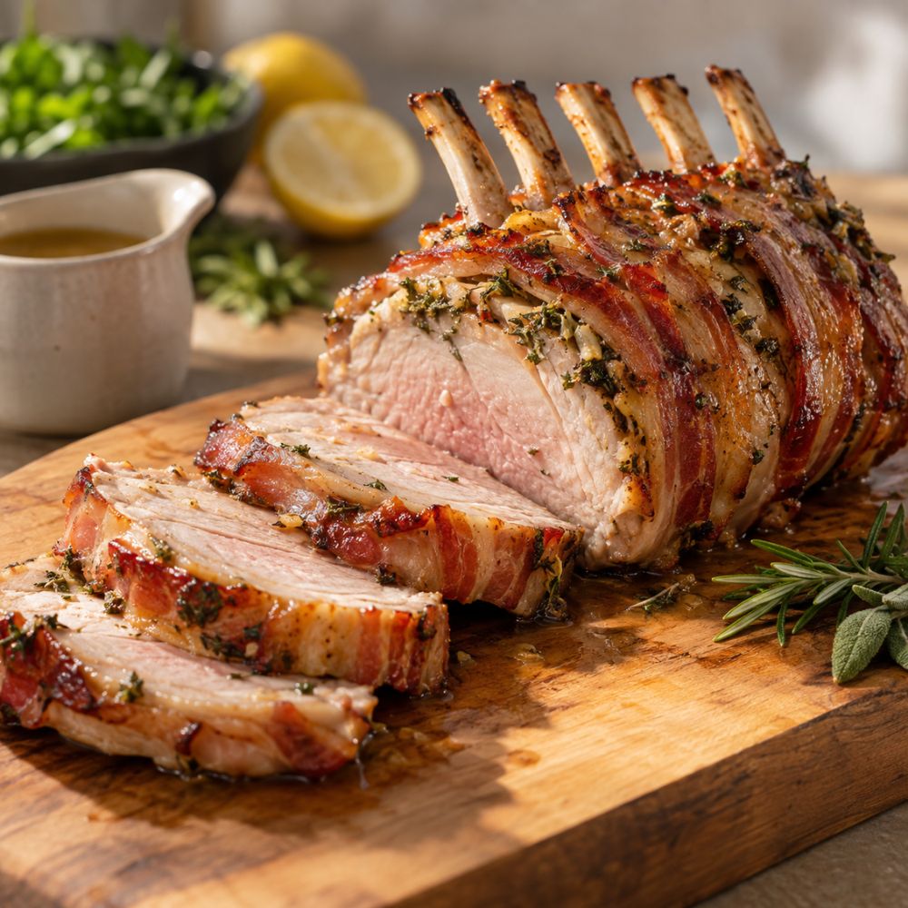 Carré de porc aux herbes et à la pancetta