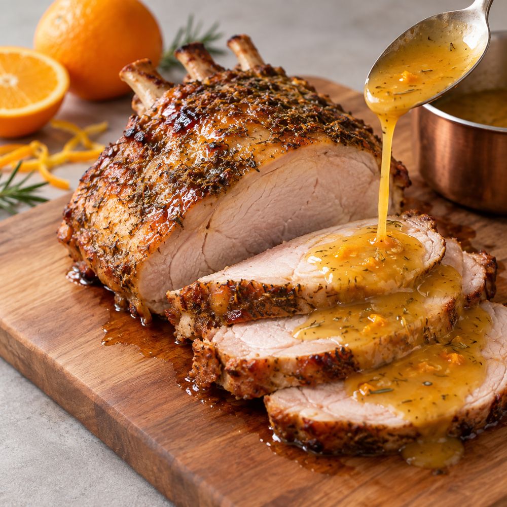 Carré de porc, sauce à l’orange