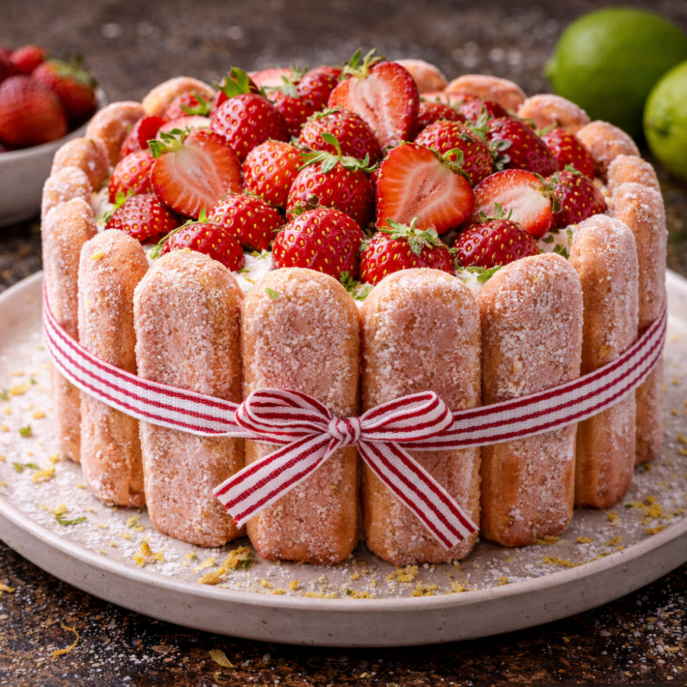 Charlotte aux fraises et lime