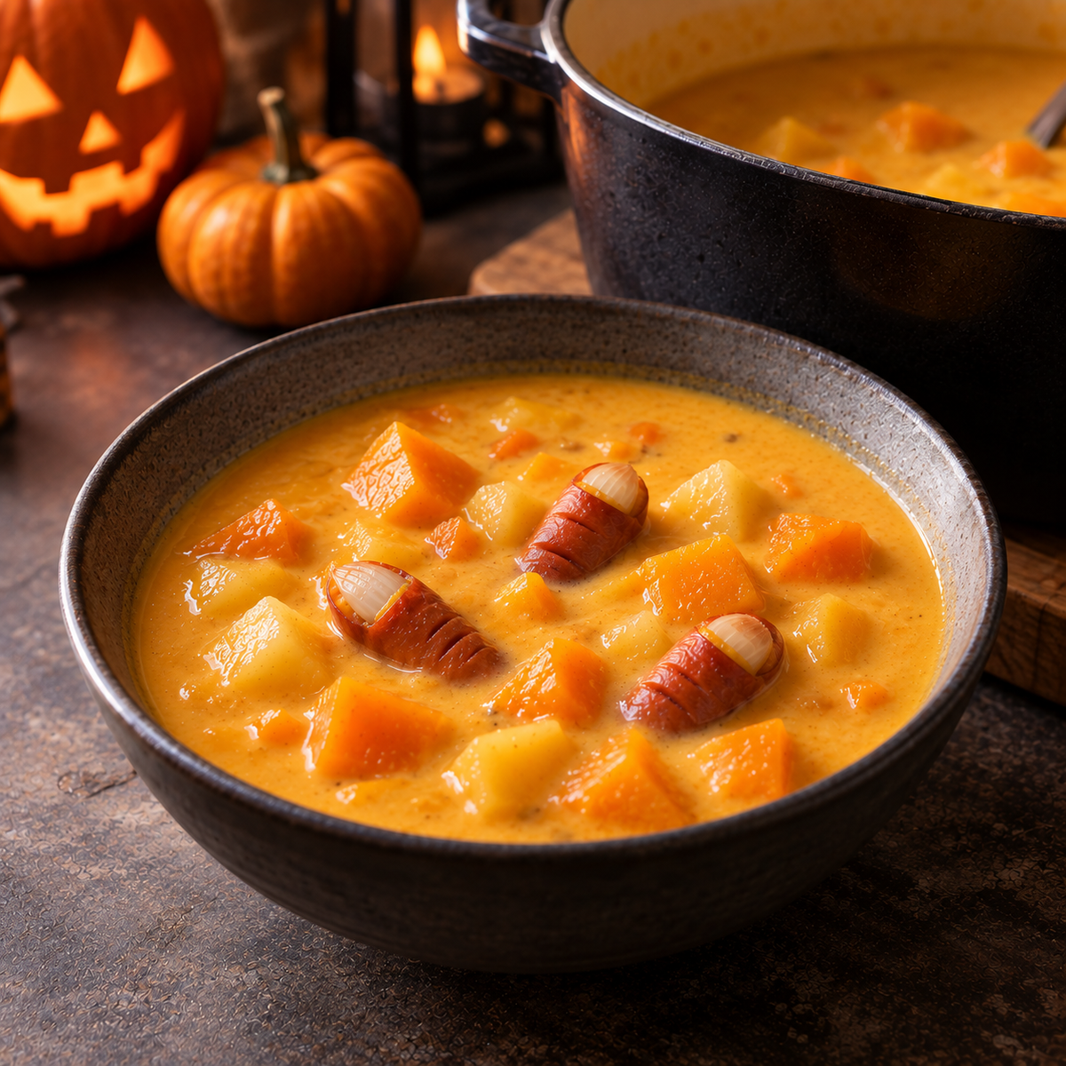 Chaudrée de citrouille aux orteils de zombie
