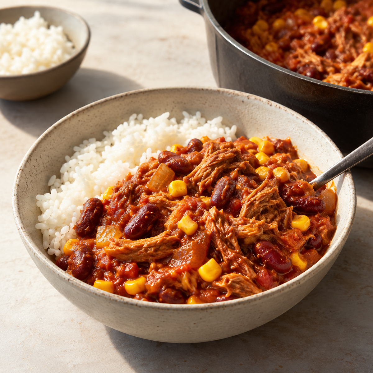 Chili au porc effiloché