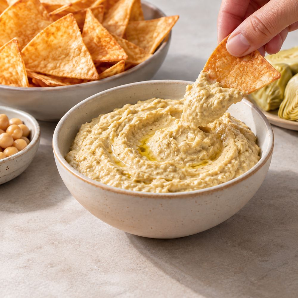 Chip de tortilla et trempette aux légumes et boursin cuisine
