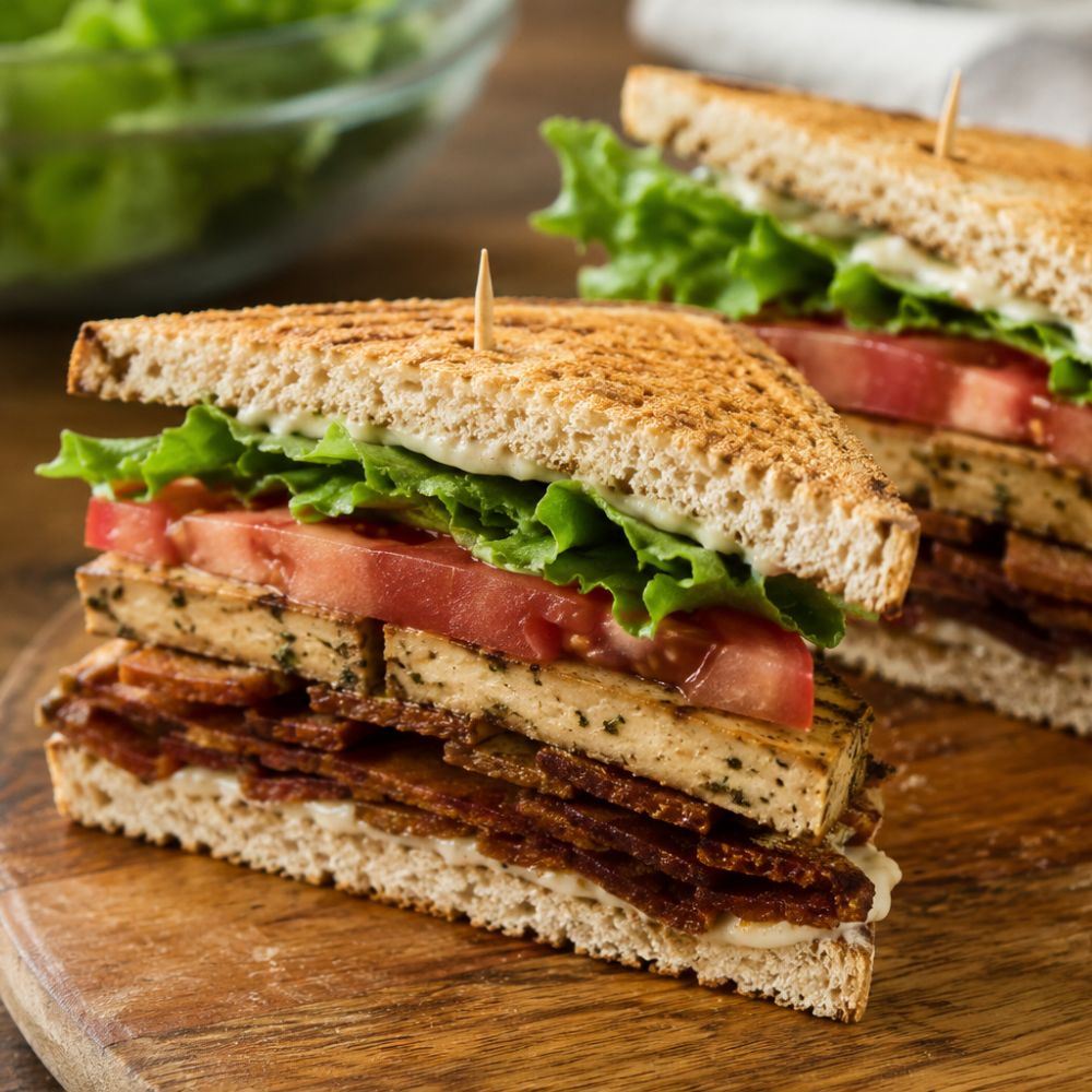 Club sandwich de tofu et bacon seitan