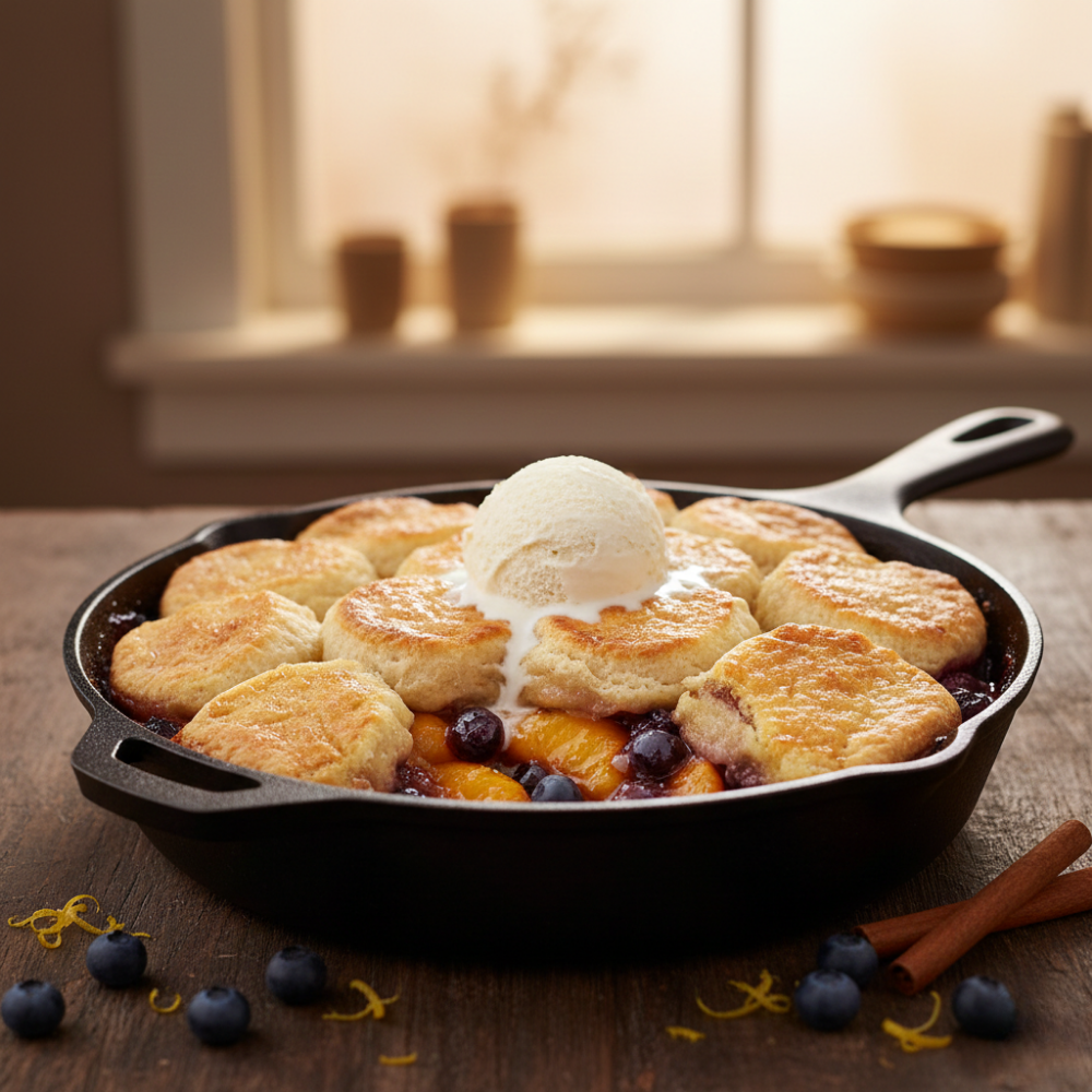 Cobbler pêches et bleuets