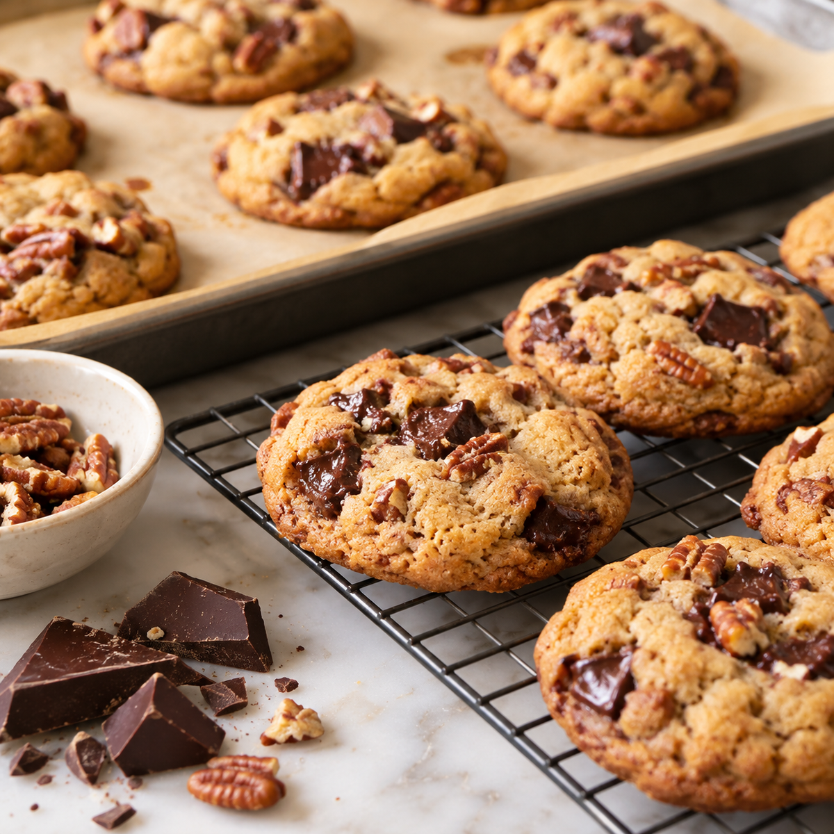 Biscuits aux pacanes & chocolat noir