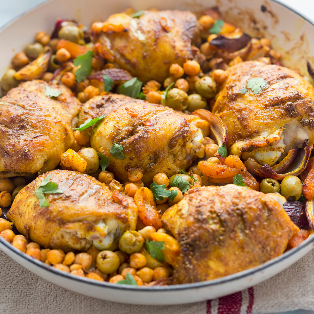 Poulet rôti aux olives et au miel