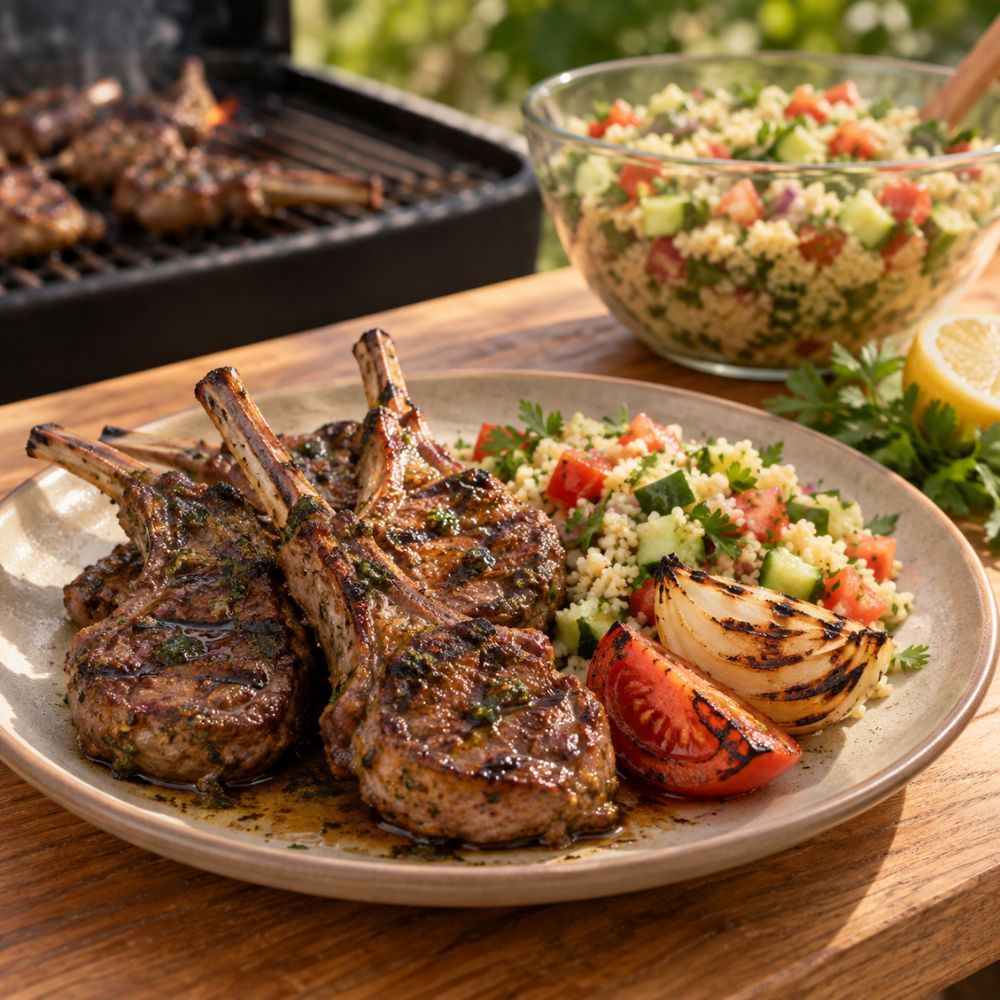 Côtelettes d’agneau grillées aux herbes et sirop d’érable