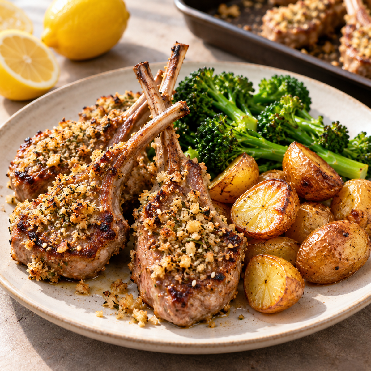 Côtelettes d’agneau sésame et citron