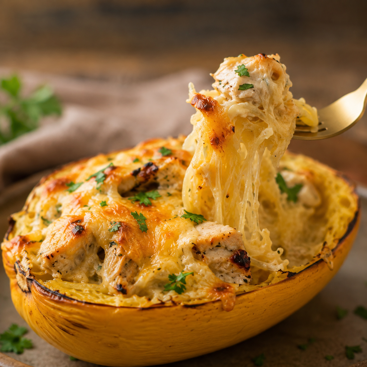 Courge spaghetti alfredo