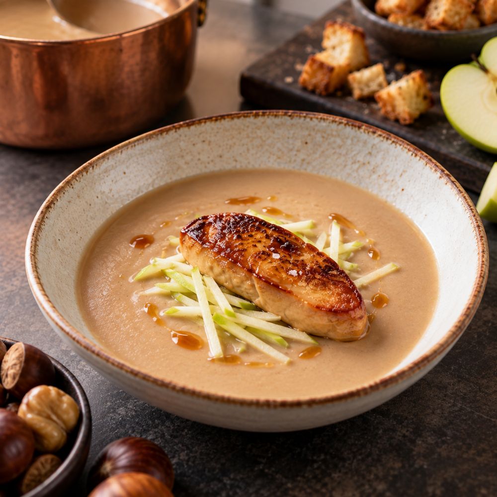 Crème de châtaignes et foie gras