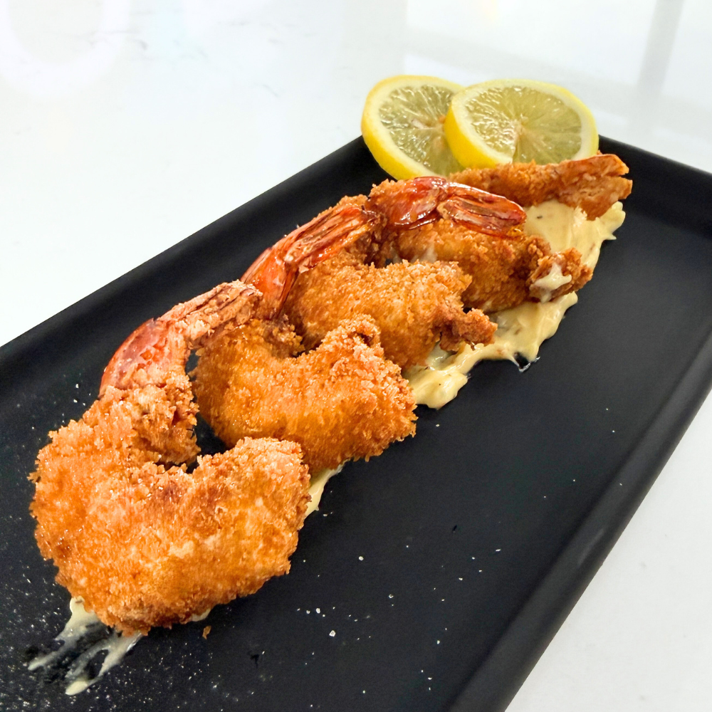 Crevettes croustillantes citron et ail confit