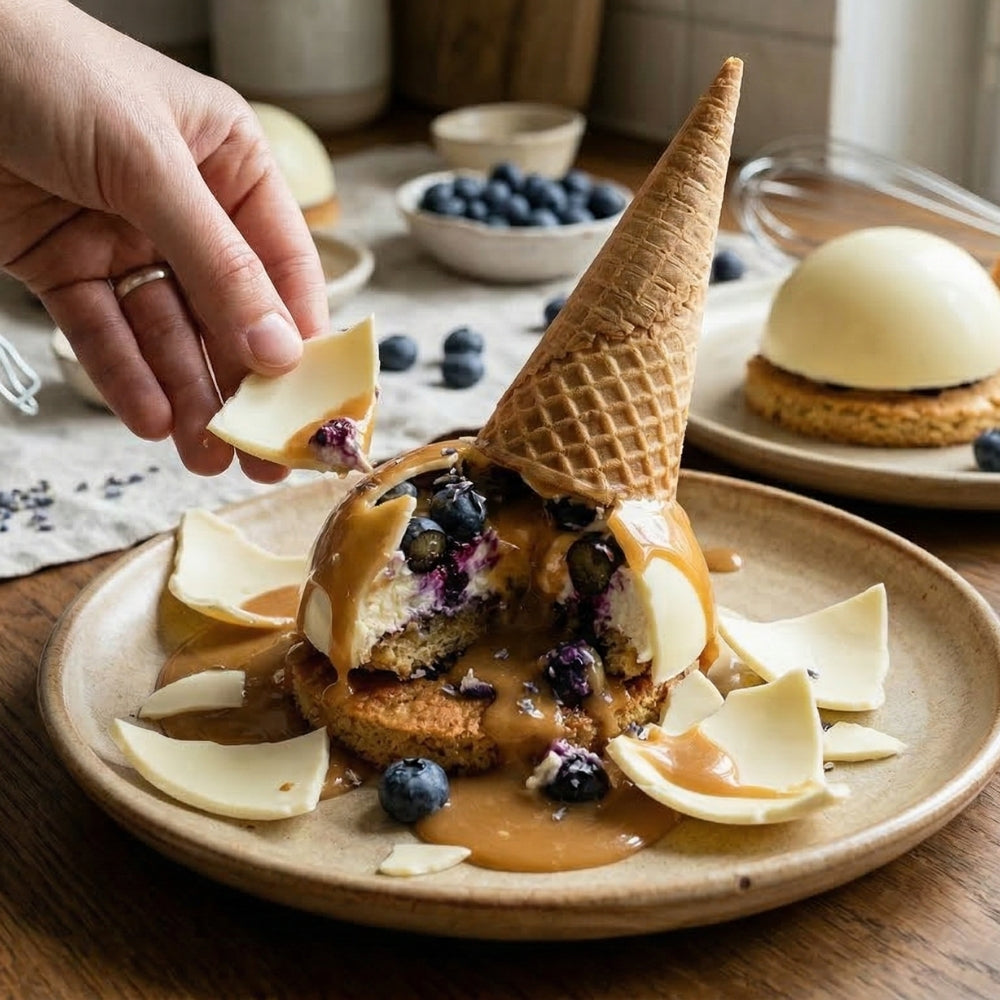 Dôme surprise aux bleuets, mascarpone et érable