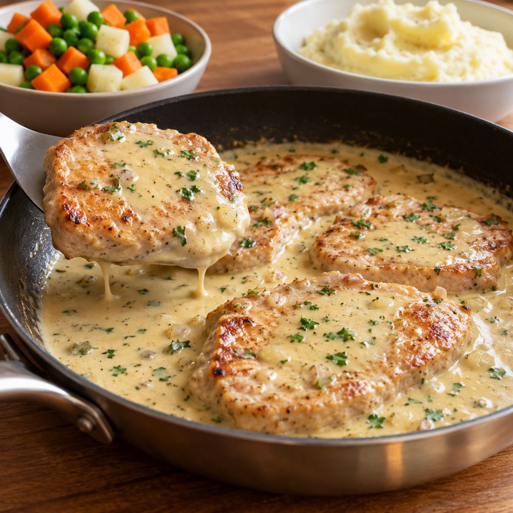 Escalopes de porc sauce moutarde