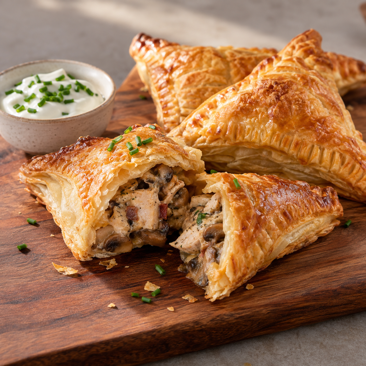 Feuilleté de dinde et champignons
