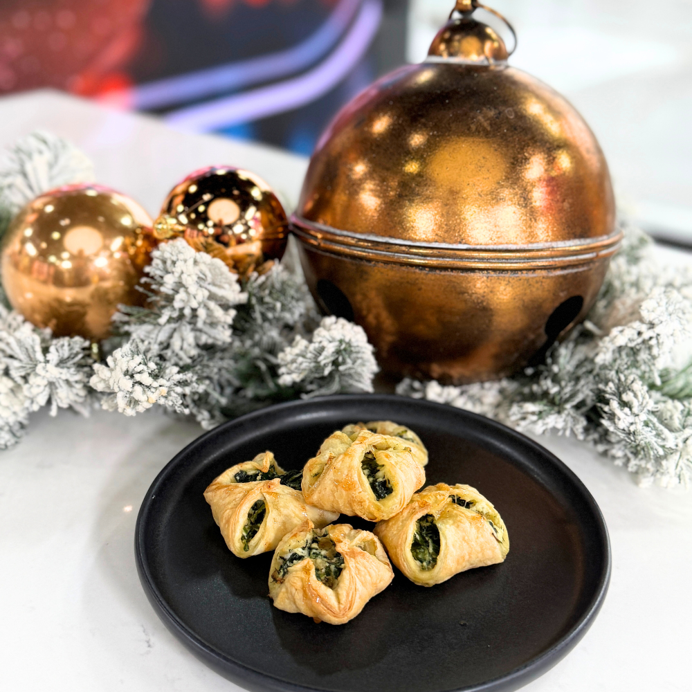 Feuilletés de Noël aux épinards et miel relevé