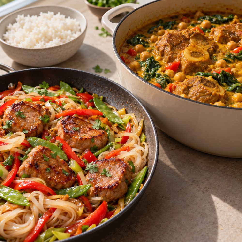 Filet de porc à l’asiatique et Osso bucco à l’indienne