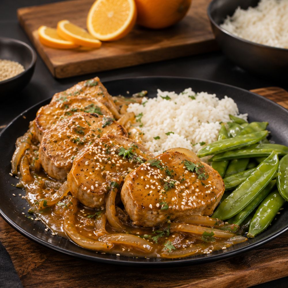 Filet de porc à l'orange et au sésame