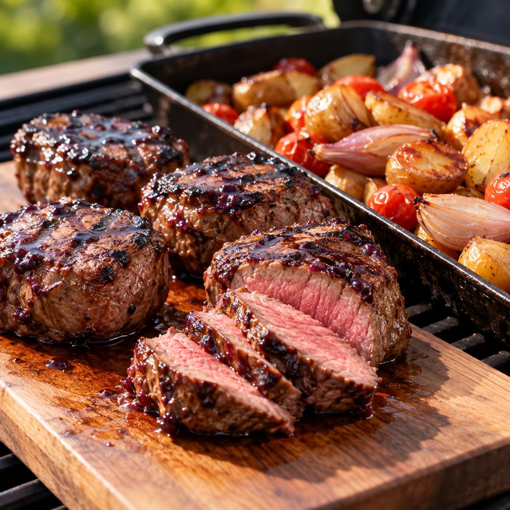 Filet mignon moutarde et bleuets