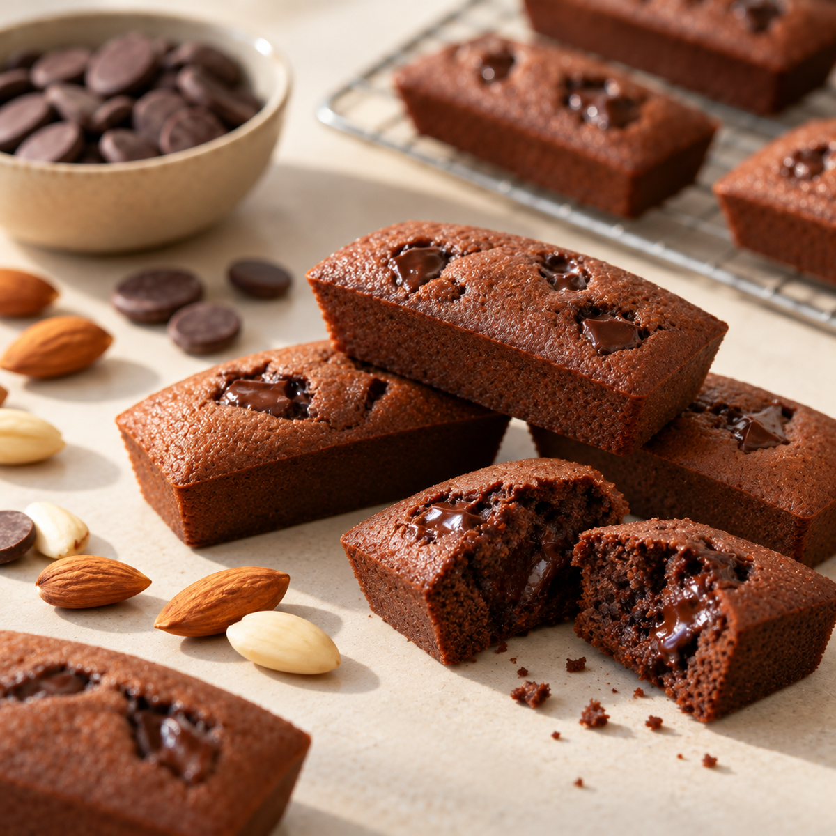 Financier aux amandes et chocolat