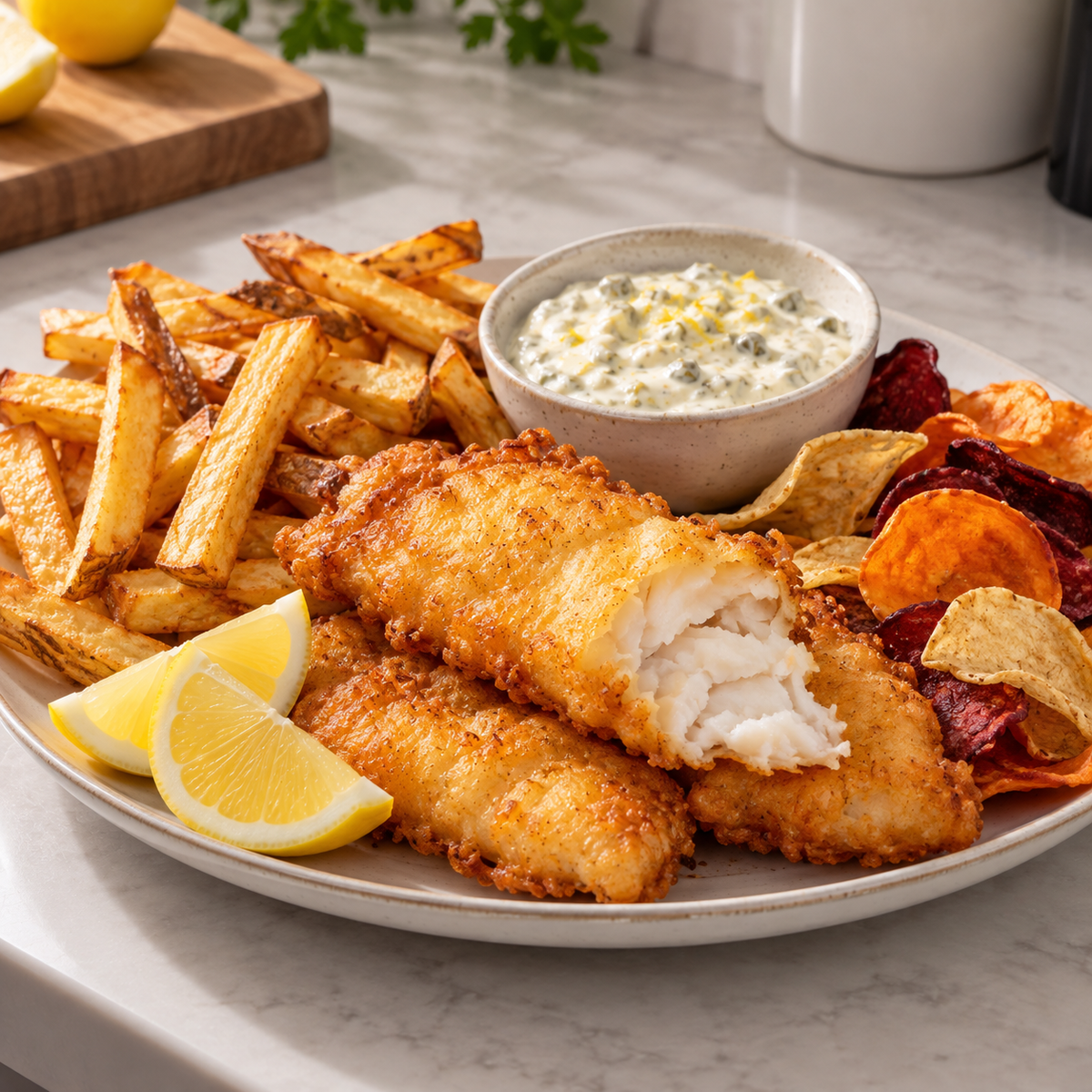 Fish and chips d'aiglefin