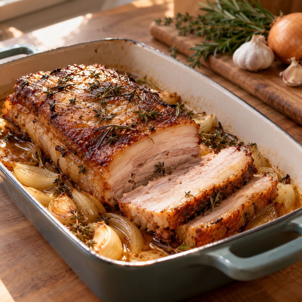 Flanc de porc du québec confit aux herbes