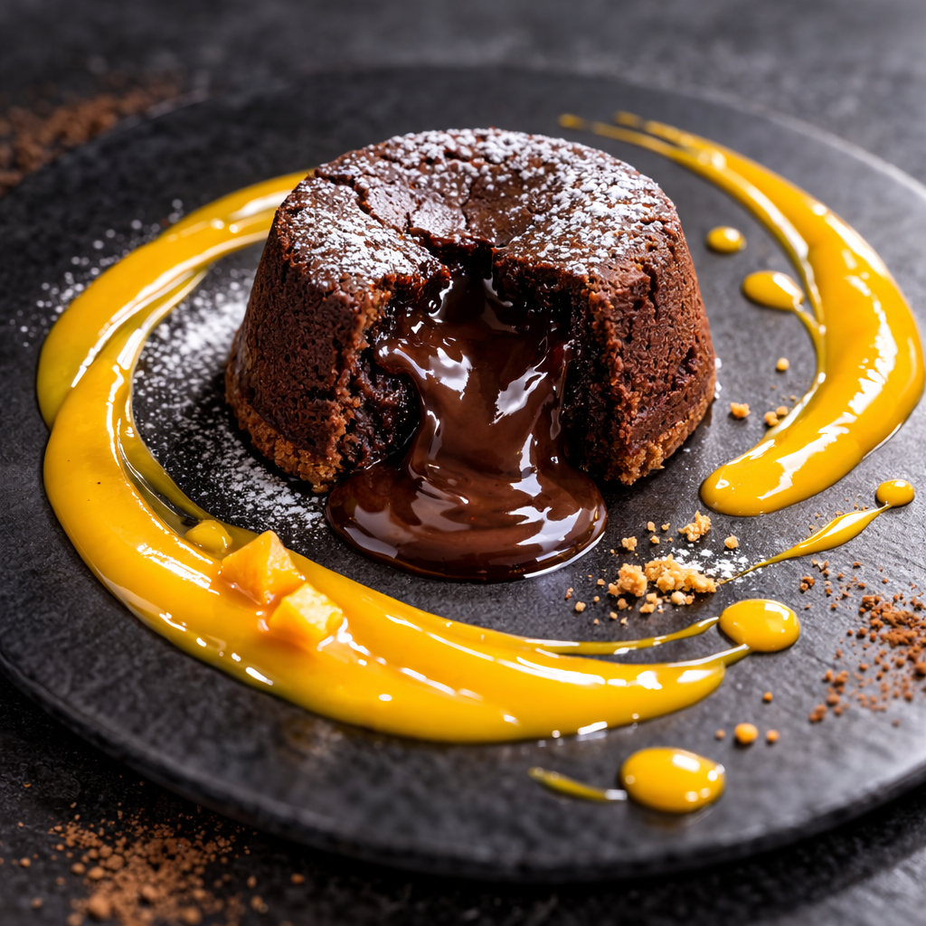 Fondant chocolat et Coulis de fruits