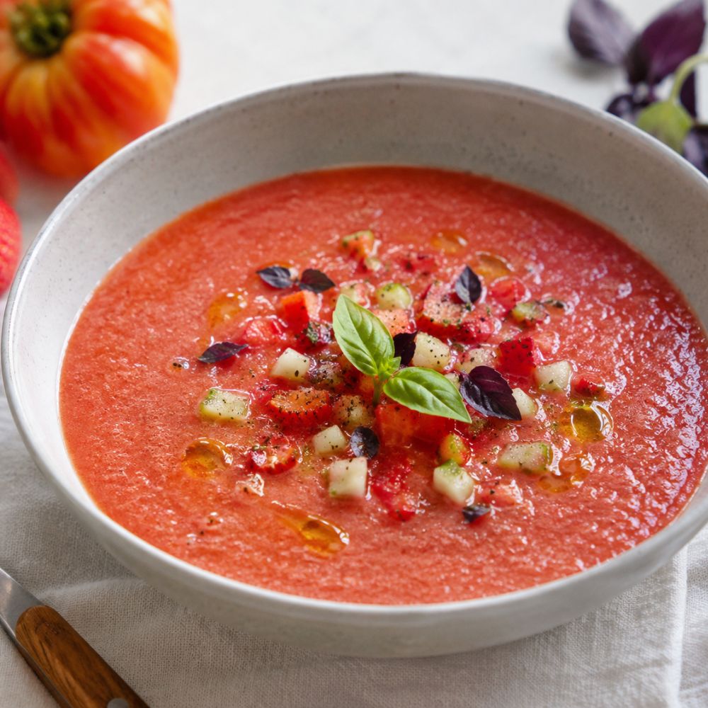 Gaspacho de fraises tomates