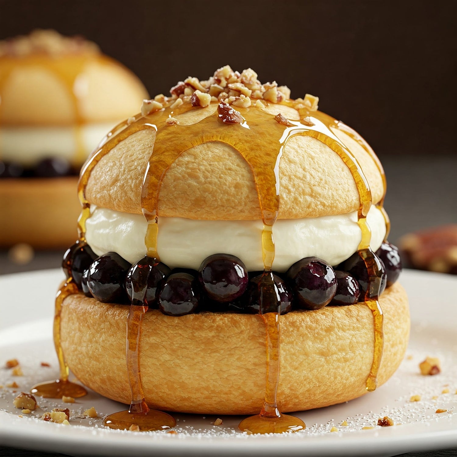 Dôme surprise aux bleuets, mascarpone et érable