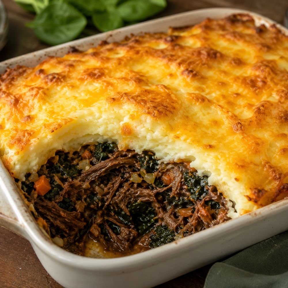 Hachis Parmentier au Bœuf Braisé et Épinards