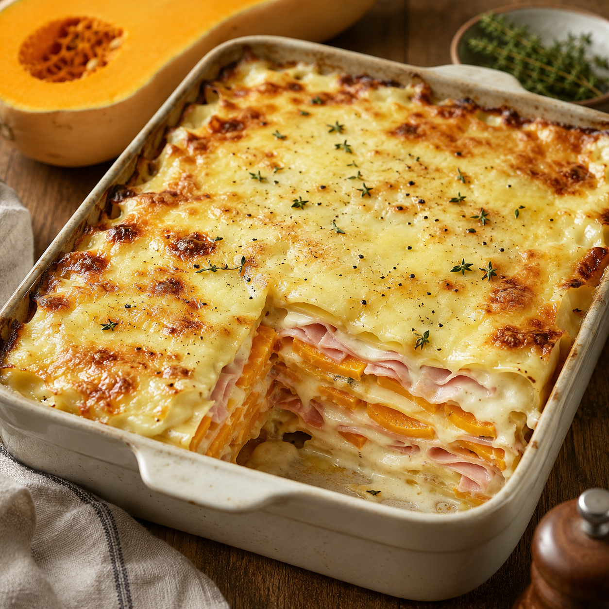Lasagne à la courge Butternut et raclette