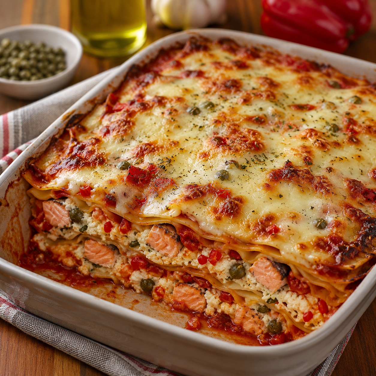 Lasagne saumon et câpres