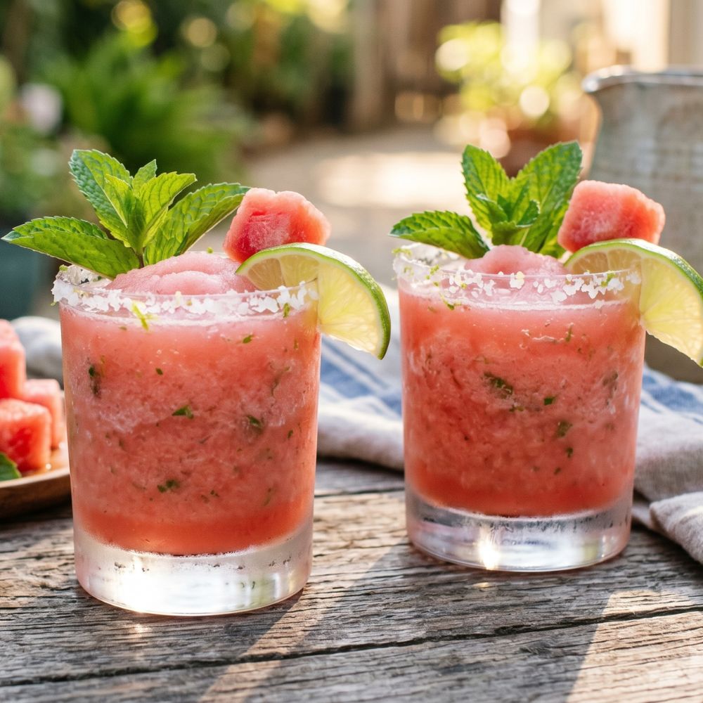 Margarita glacée au melon d’eau, lime et menthe