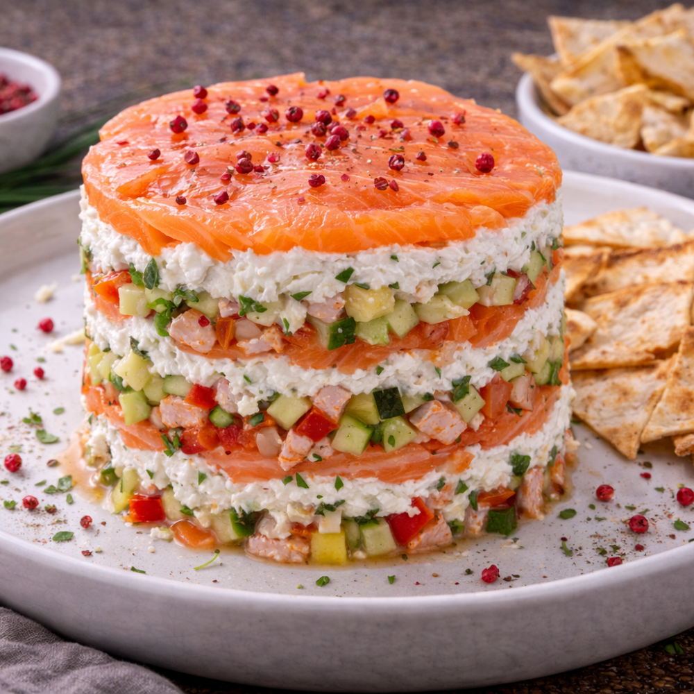 Mille-feuille de saumon fumé