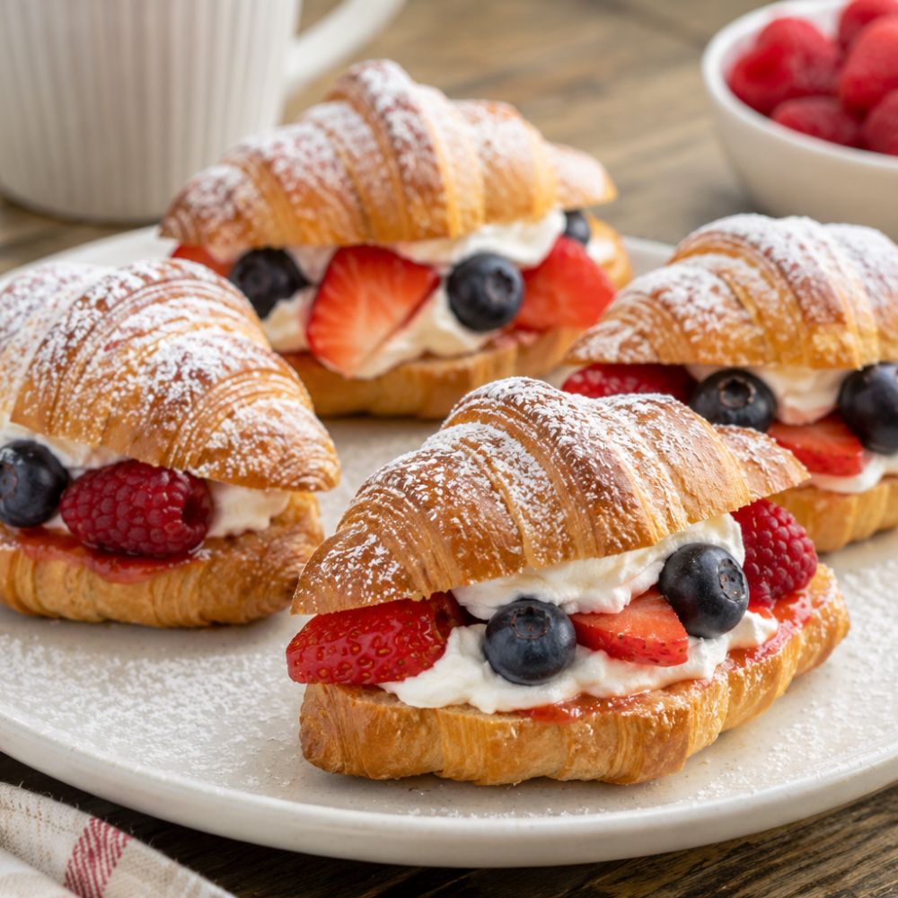 Mini croissants aux fruits et crème chantilly