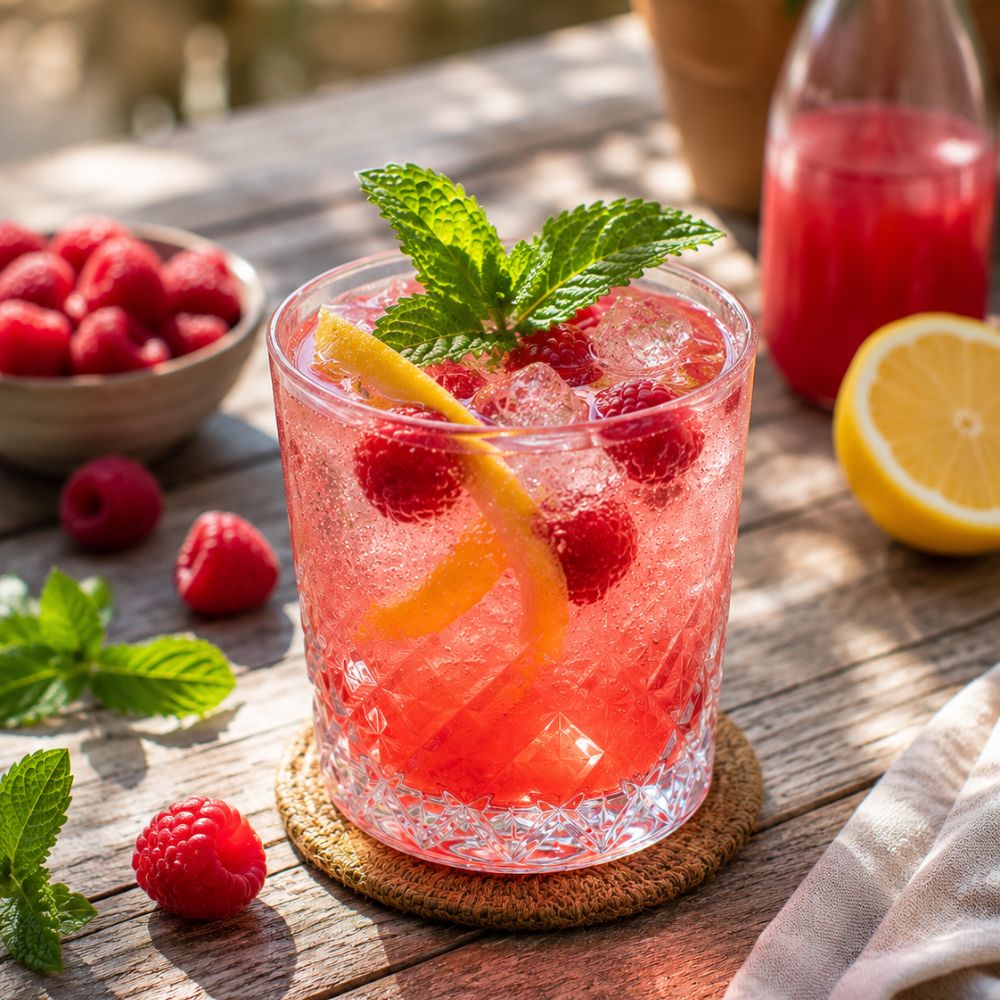 Mocktail estival à la framboise et au citron