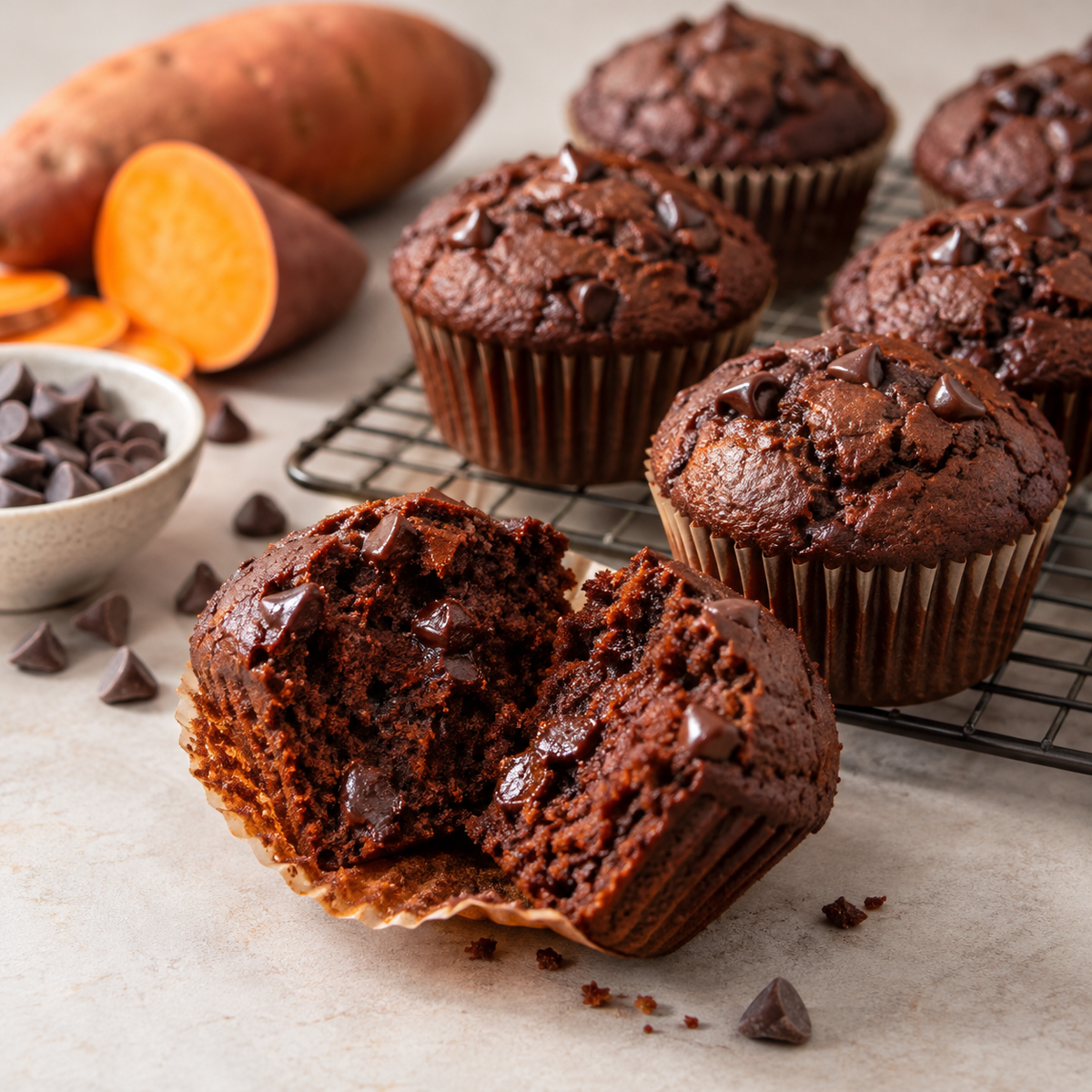 Muffins chocolat et patates douces
