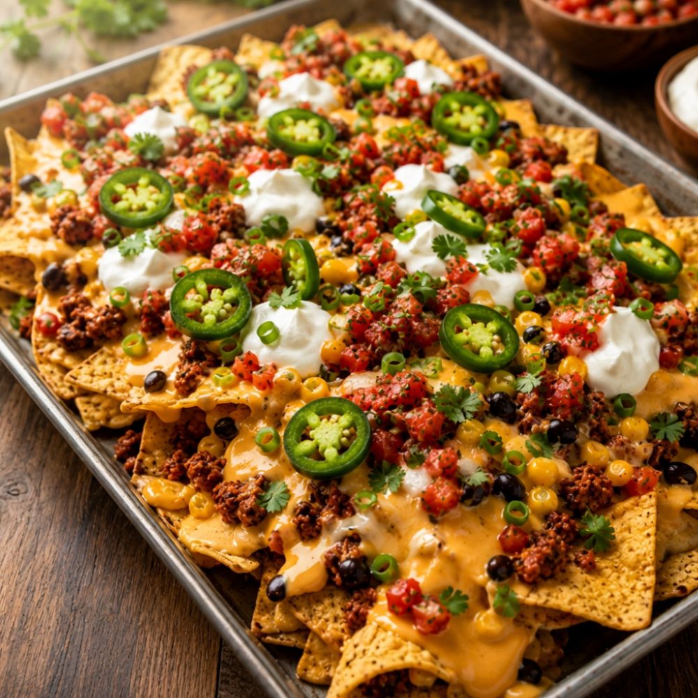 Nachos au chorizo et sauce cheddar à la bière
