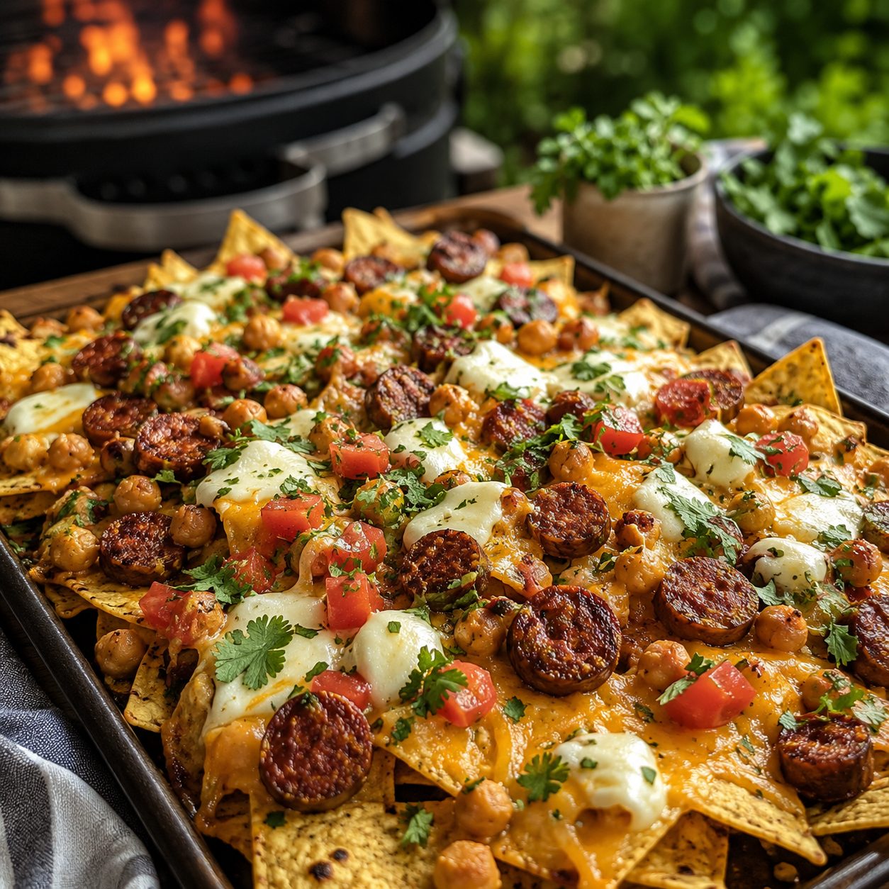 Nachos aux merguez et bocconcini