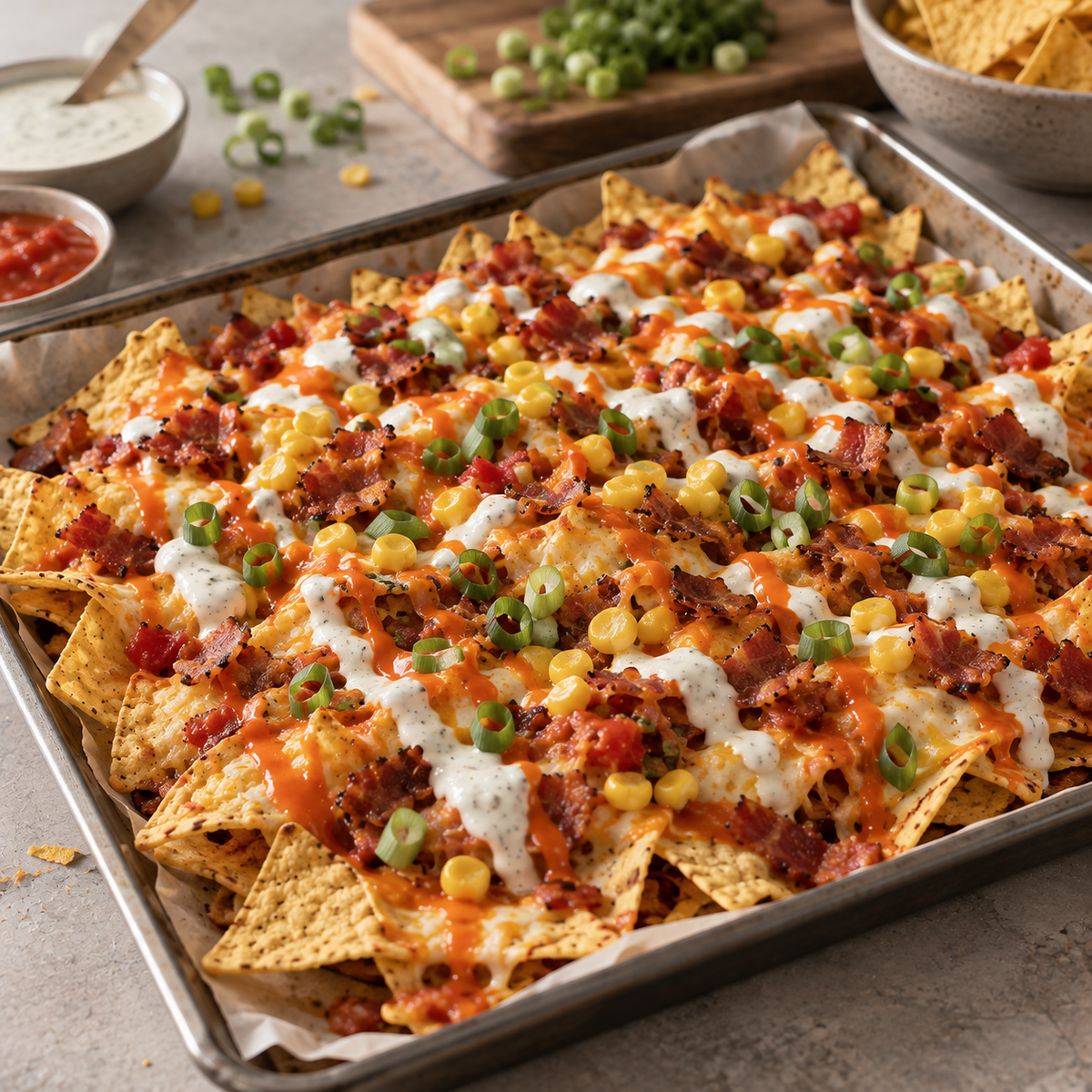 Nachos buffalo ranch au bacon