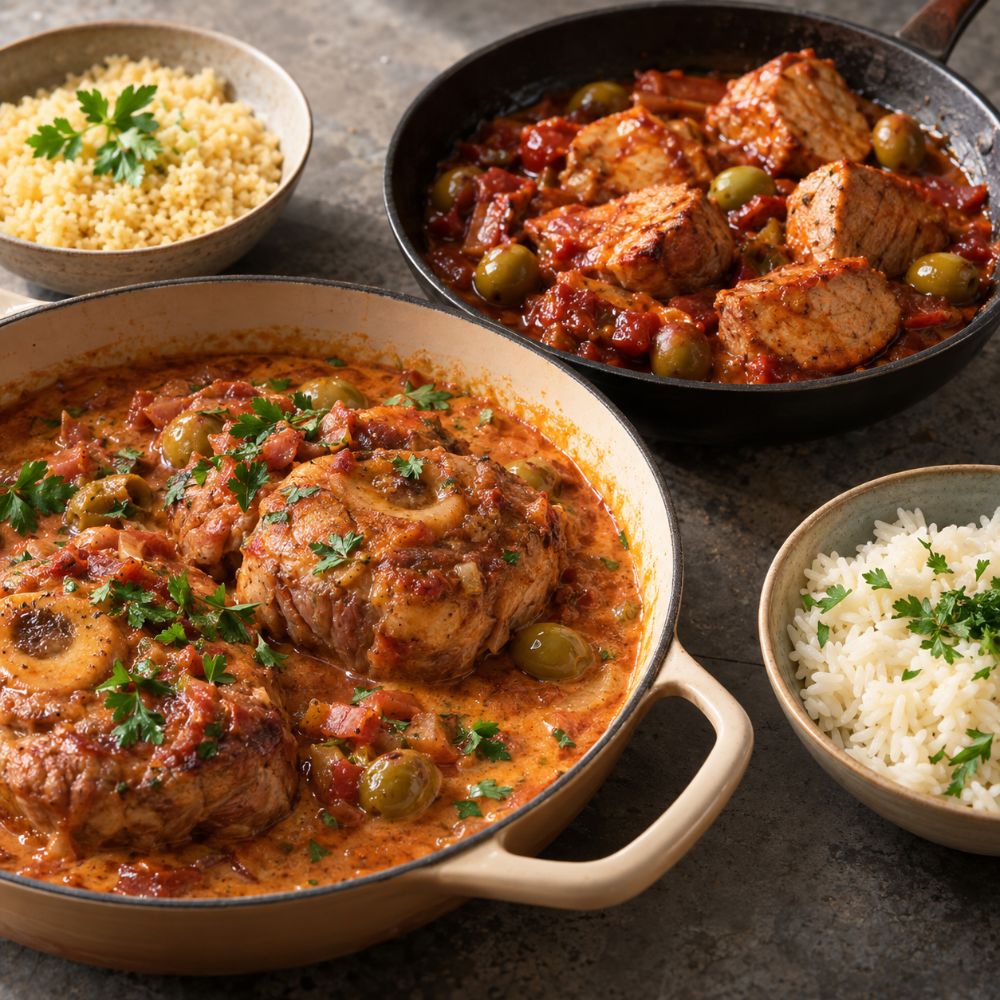 Osso buco de porc sauce rosée et filet de porc à la marocaine