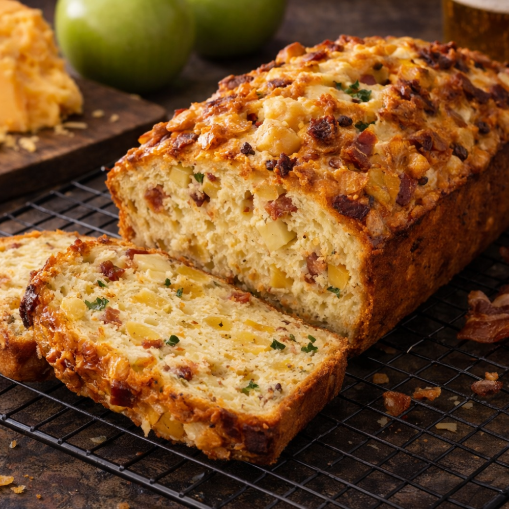 Pain à la pomme, bacon et vieux cheddar